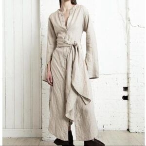 Nicholas K Women's Linen Wrap Shirt Dress Natural